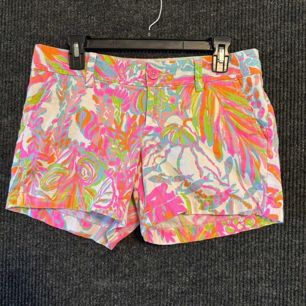 Lilly Pulitzer Callahan Short Women 6 Multi Color Corduroy Tropical Sea Life